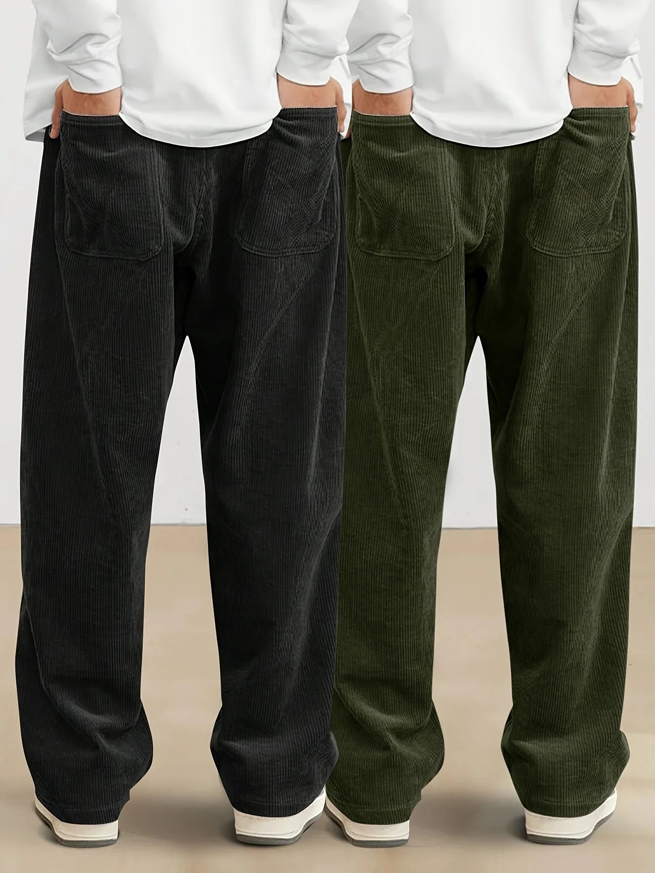 Men’s Corduroy Loose Fit Pants – Elastic Waist