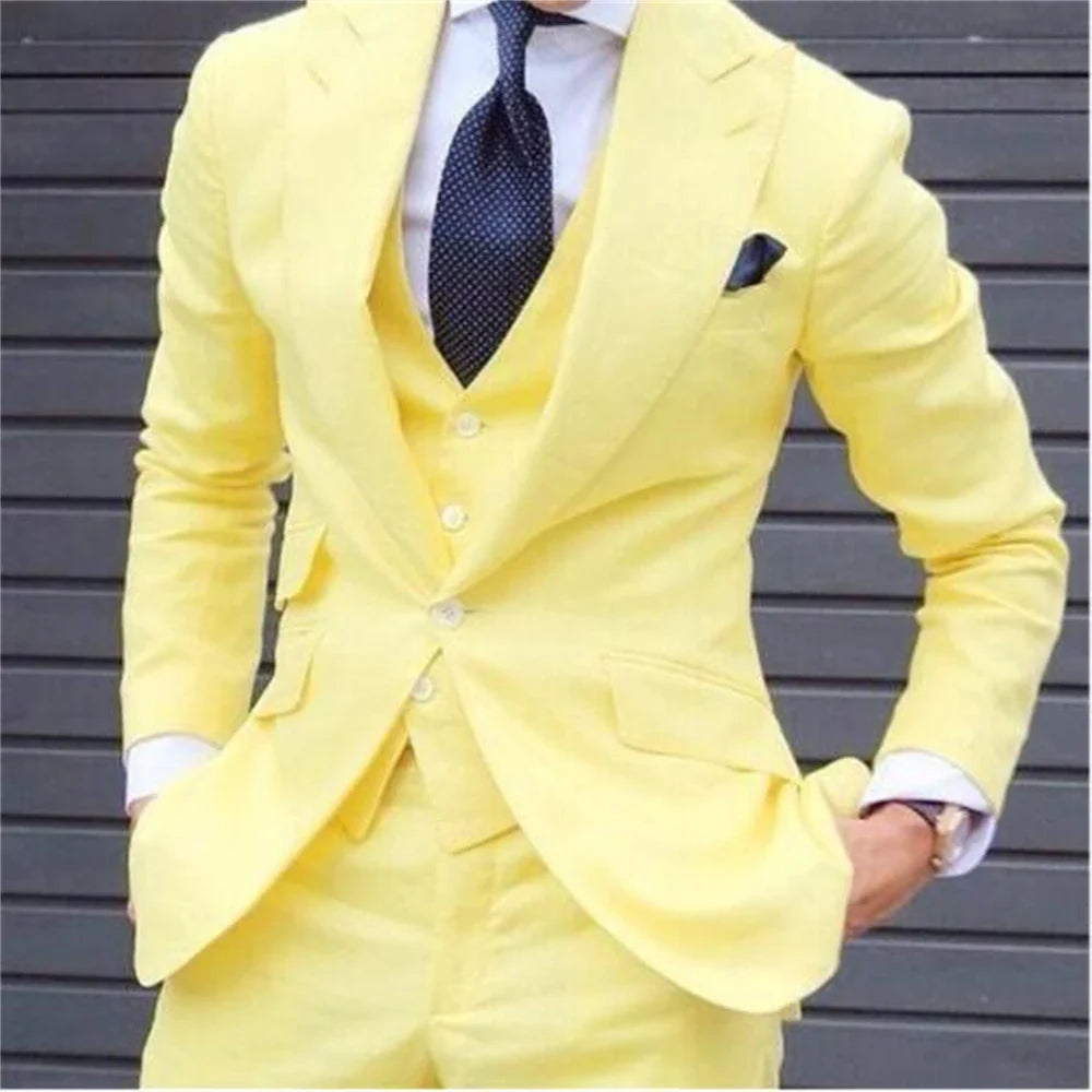 Elegant Wedding Tuxedos Suits Slim Fit Bridegroom For Men 3 Pieces Groomsmen Suit Male Cheap Formal Business (Jacket+Vest+Pants）