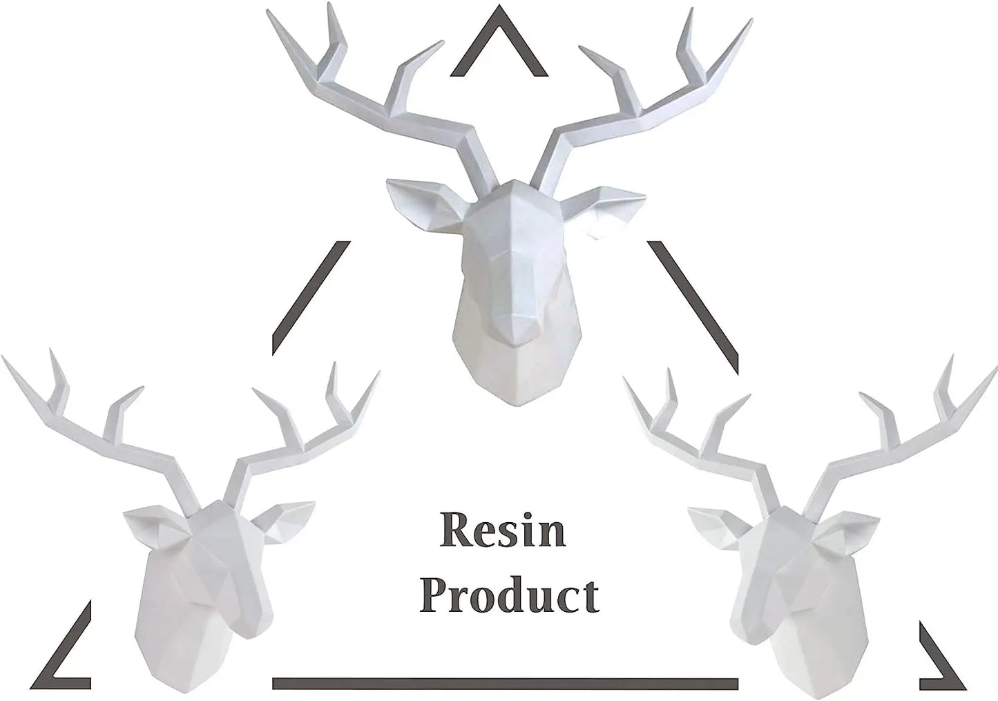 Modern Geometric Deer Head Wall Sculpture – Resin Antler Decor