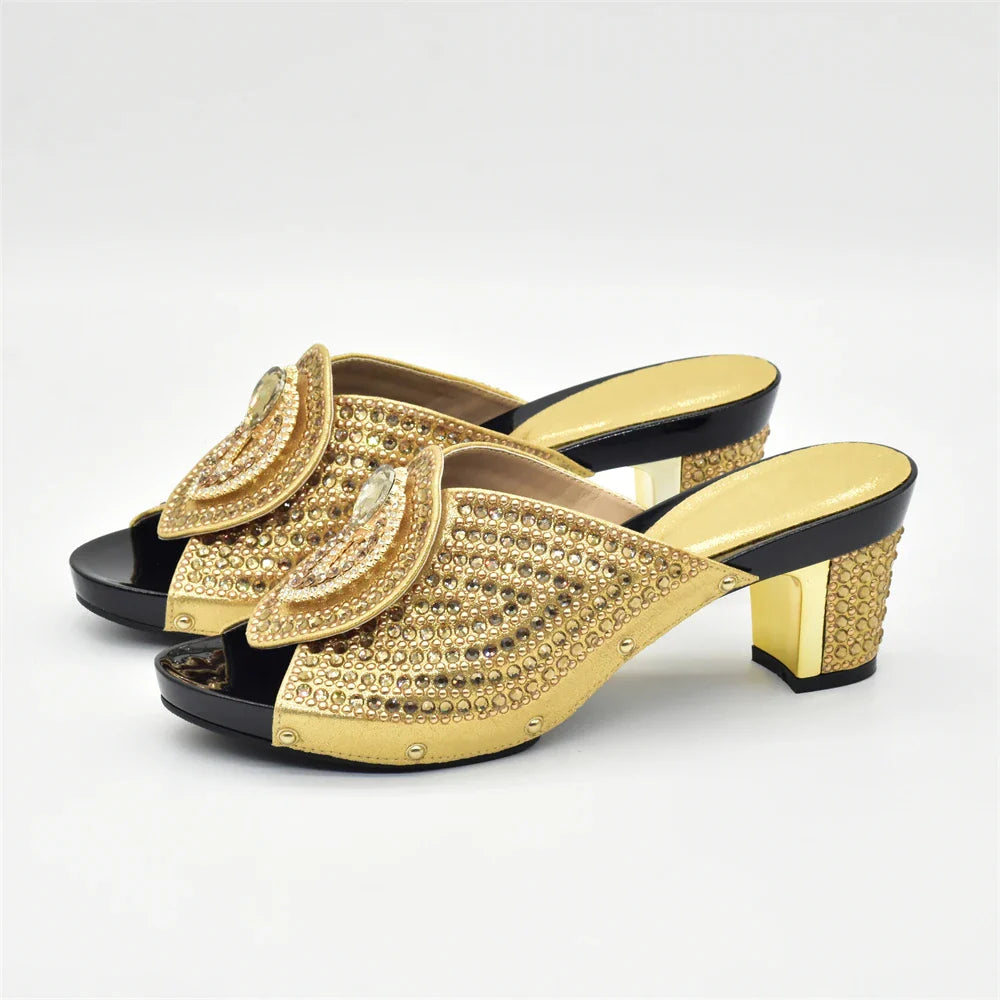 Italian Ladies Shoes and Bags To Match Set Decorated with Rhinestone Plus Size Shoes Women Heel Women Shoes and Bag Set In Italy