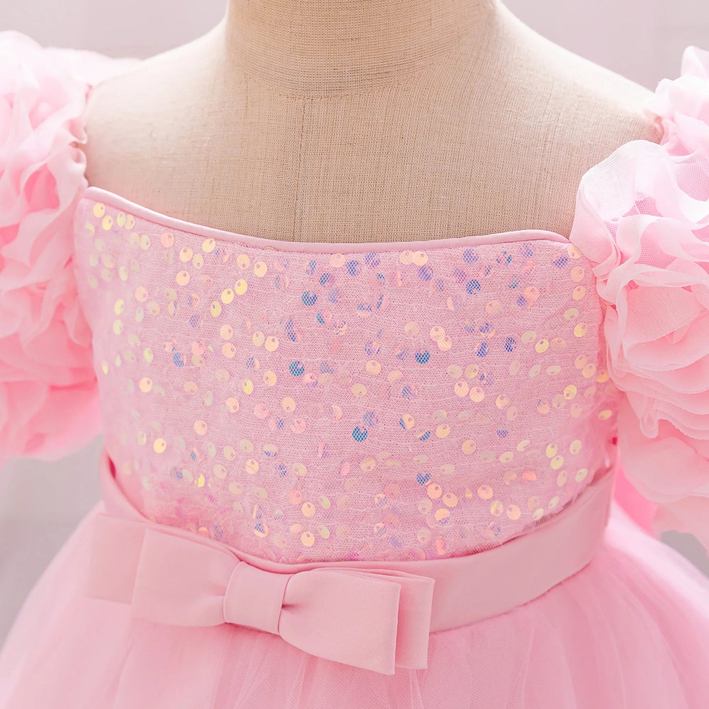 Girls 3D Flower Party Princess Dress for Baby Christmas Gown 1-10 Yrs Birthday Bow Tulle Bridemaid Dresses Wedding Kids Clothing