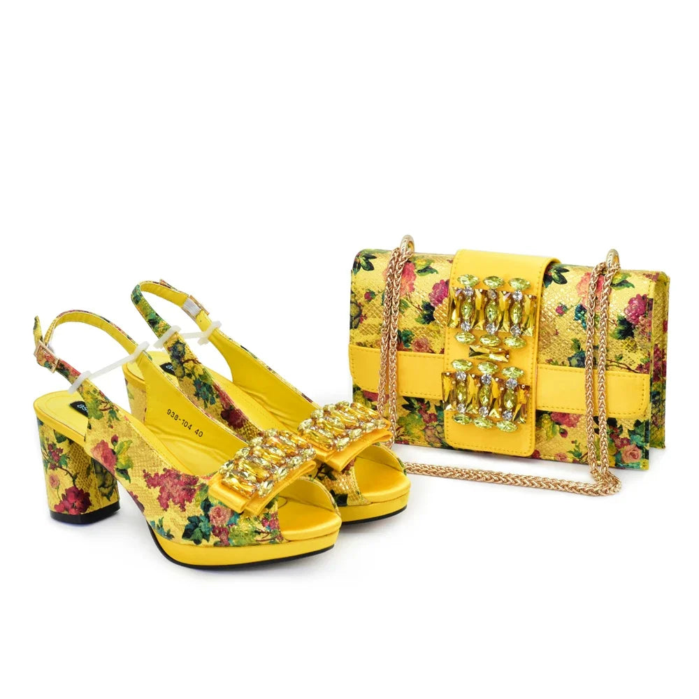 Women's Shoes and Bags Set Italy Peep Toe Pumps