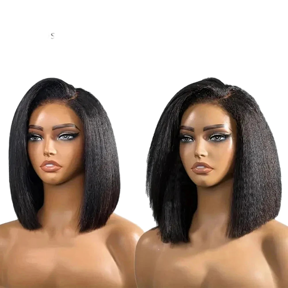 4c Hairline Kinky Straight Bob Human Hair Wig 4c Kinky Edges Curly Baby Hair Short Bob 13x4 Lace Frontal Wigs 4x4 Closure Wigs