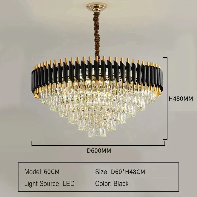 Creative Luxury Crystal Chandelier Rectangular Restaurant Pendant Lights Modern LED Living Room Lamp Lustre Home Elegant Fixture