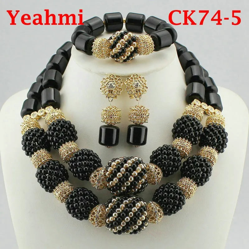 Latest African Wedding Resin Beads Fashion African Beads Jewelry Sets Hot Nigerian Wedding African Beads Jewelry Set