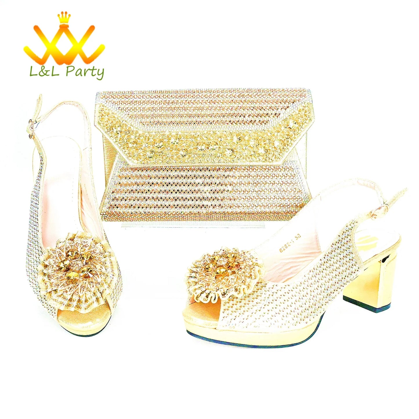 2025 Special New Arrivals Italian Women Shoes and Bag to Match in Green Color with Platform Shinning Crystal Sandal for Wedding