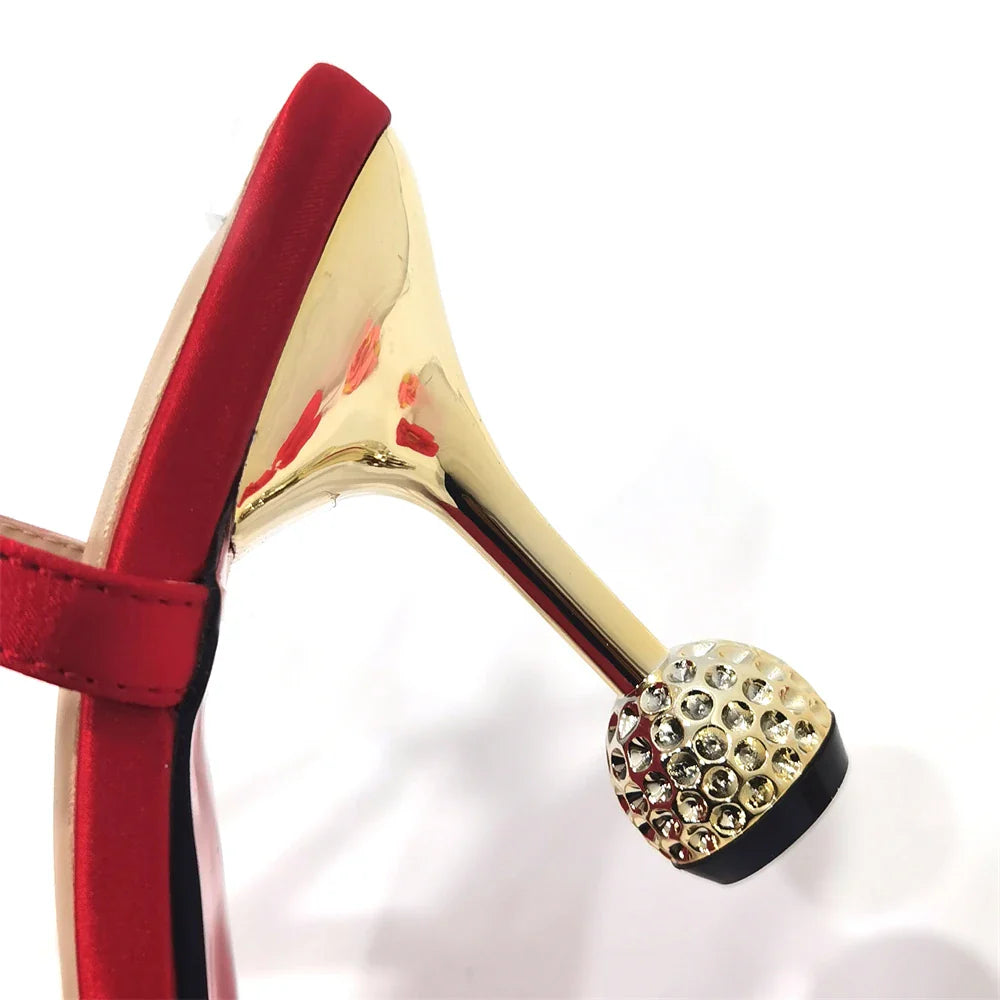Women's Diamond Decorated Pointed Toe Italian Shoes And Bag Set