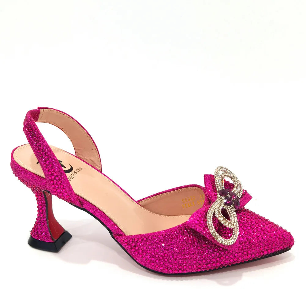 Women's High Heel Pointed Toe Sandals Party And Wedding Shoes and Bags Set