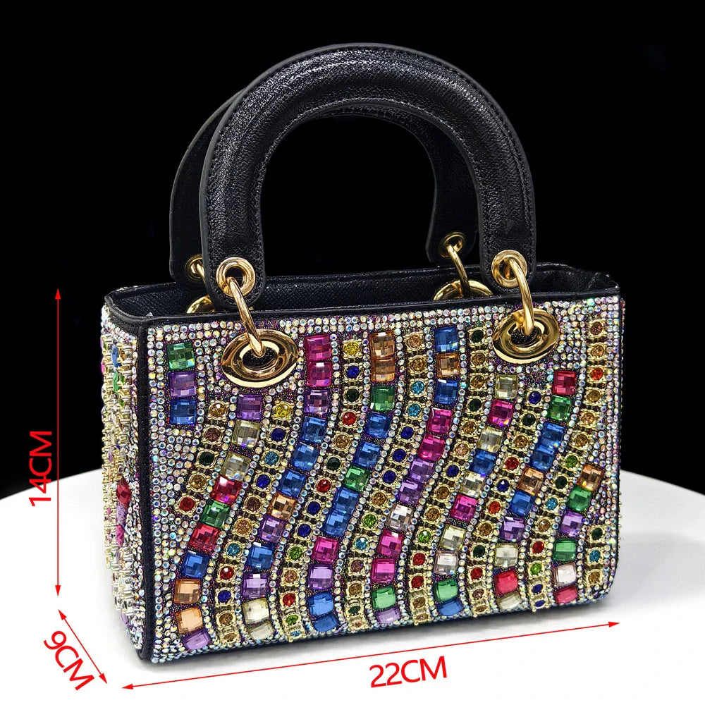 Women's Elegant Heels Rhinestone Handbag Set Italian Design for Weddings