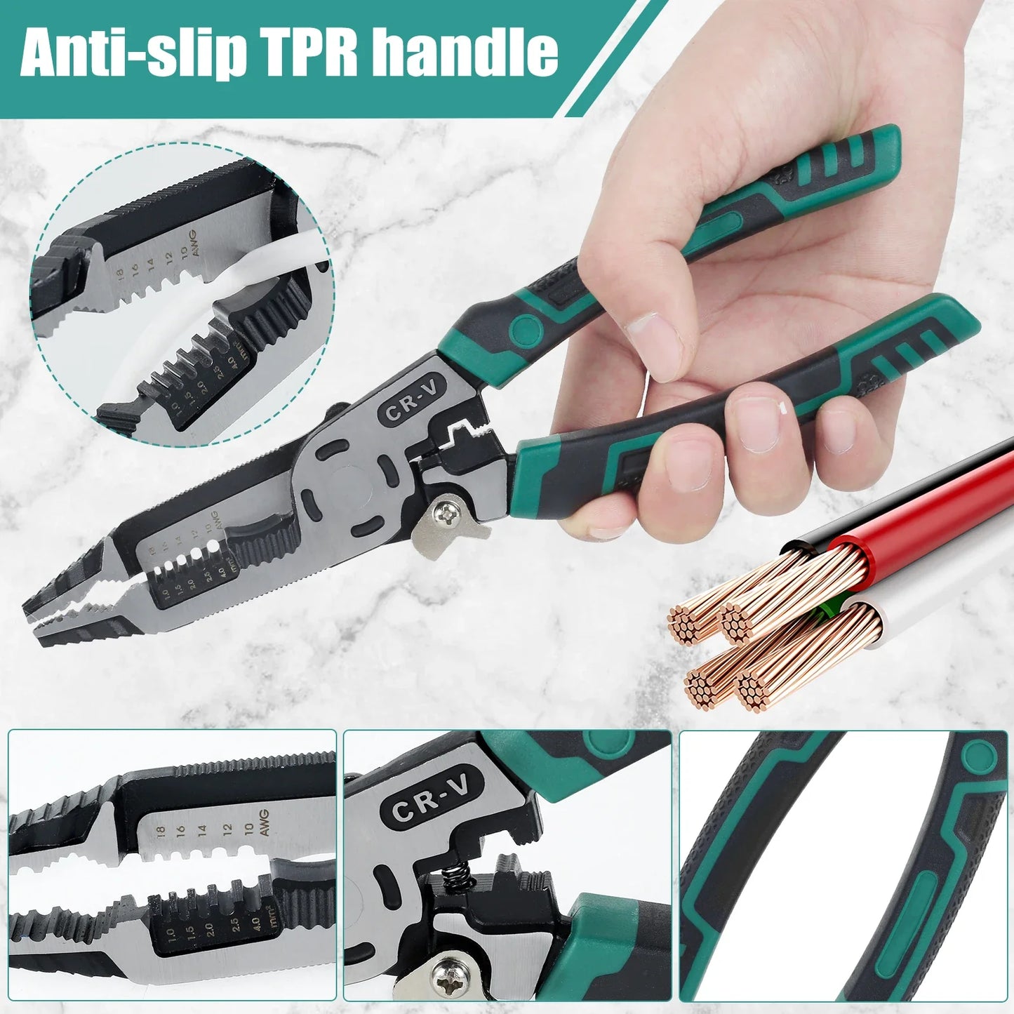 1/5/10pcs 10IN1 Wire Stripper HCS Multifunctional Pliers Wire Crimper Cutting Crimping Deburring Tool for Electrician Household