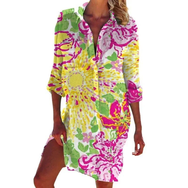 2.Boho Style Summer Cover-Up – Women's Tropical Print Beach Blouse Selection