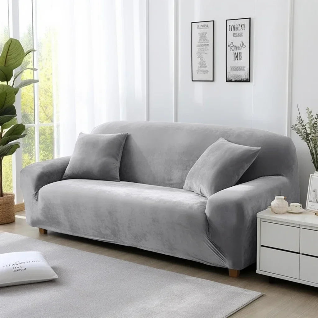 Velvet Sofa Cover Elastic Thick L Shaped Corner Sofa Cover for Living Room 1/2/3/4 Seater Stretch Cover for Sofa Couch Armchair