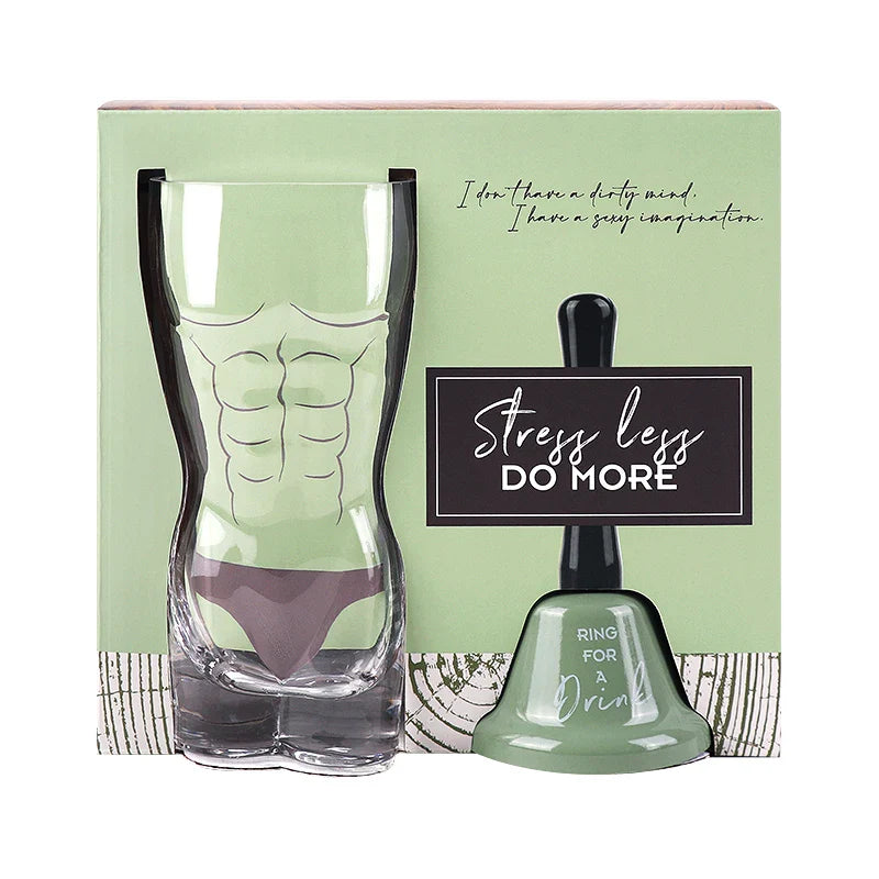 BespritGift Creative Glass Beer Mug 400ml Hand Bell Novelty Gift Set Humor Relax Design for Men & Beer Lovers Unique Drinkware