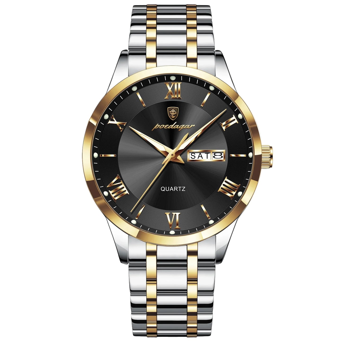 Luxury Fashion Men Clock Waterproof Luminous Week Date Sports Man Wristwatch Stainless Steel Men's Quartz Watches Reloj