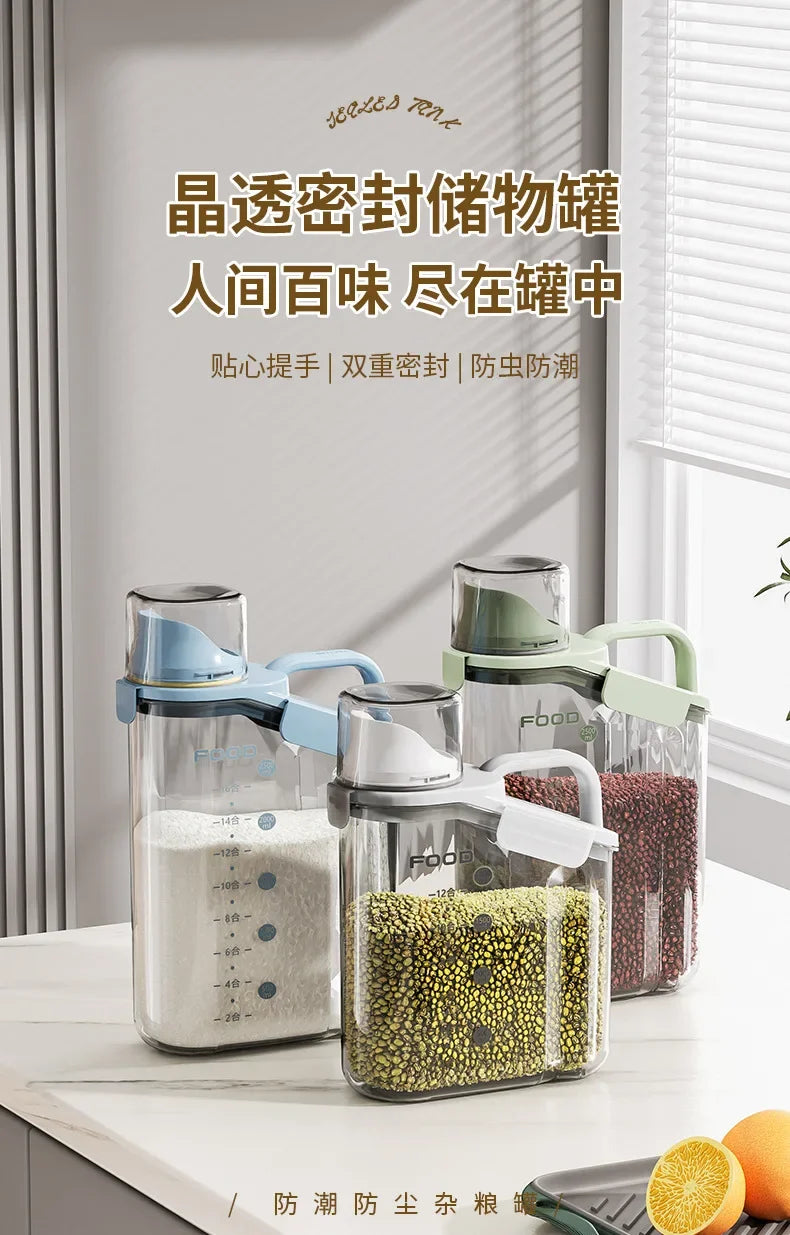 Airtight Food Storage Container – Moisture-Proof Kitchen Jar for Grains, Snacks & Pet Food – Transparent BPA-Free Dispenser (1600ml–2800ml)