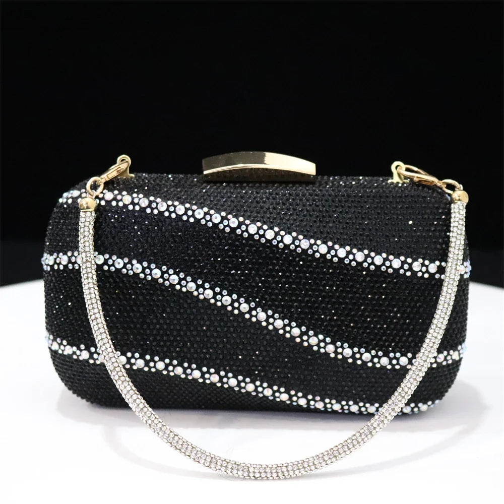 Venus Chan Shoes for Women 2023 Pointed Toe Black Heels Rhinestone Chain Party Sandals Italian Shoes and Bags Matching Set 2023