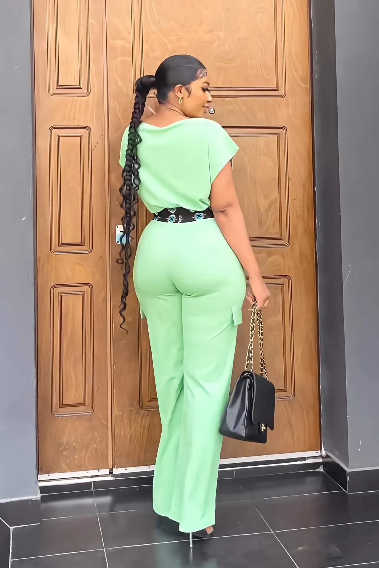 Summer Fall Short-sleeve Trousers Women's 2-piece Set Pullover Tops Elasticated Straight-leg Trousers Casual Fashion Suits Women