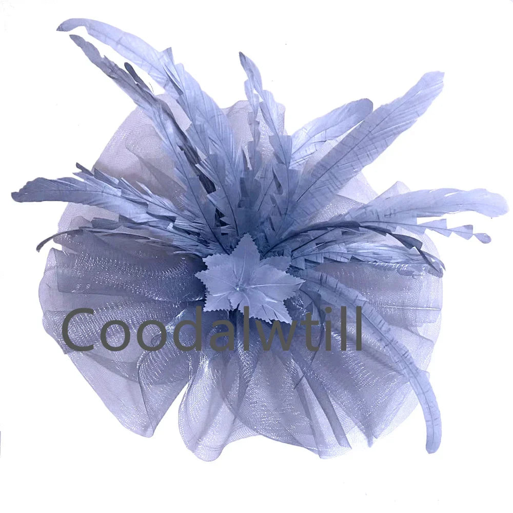 Kentucky Derby Big Fascinator Hat Women Wedding Elegant Feather Pillbox Cap Royal Party Headpiece Ladies Evening Church Chapeau