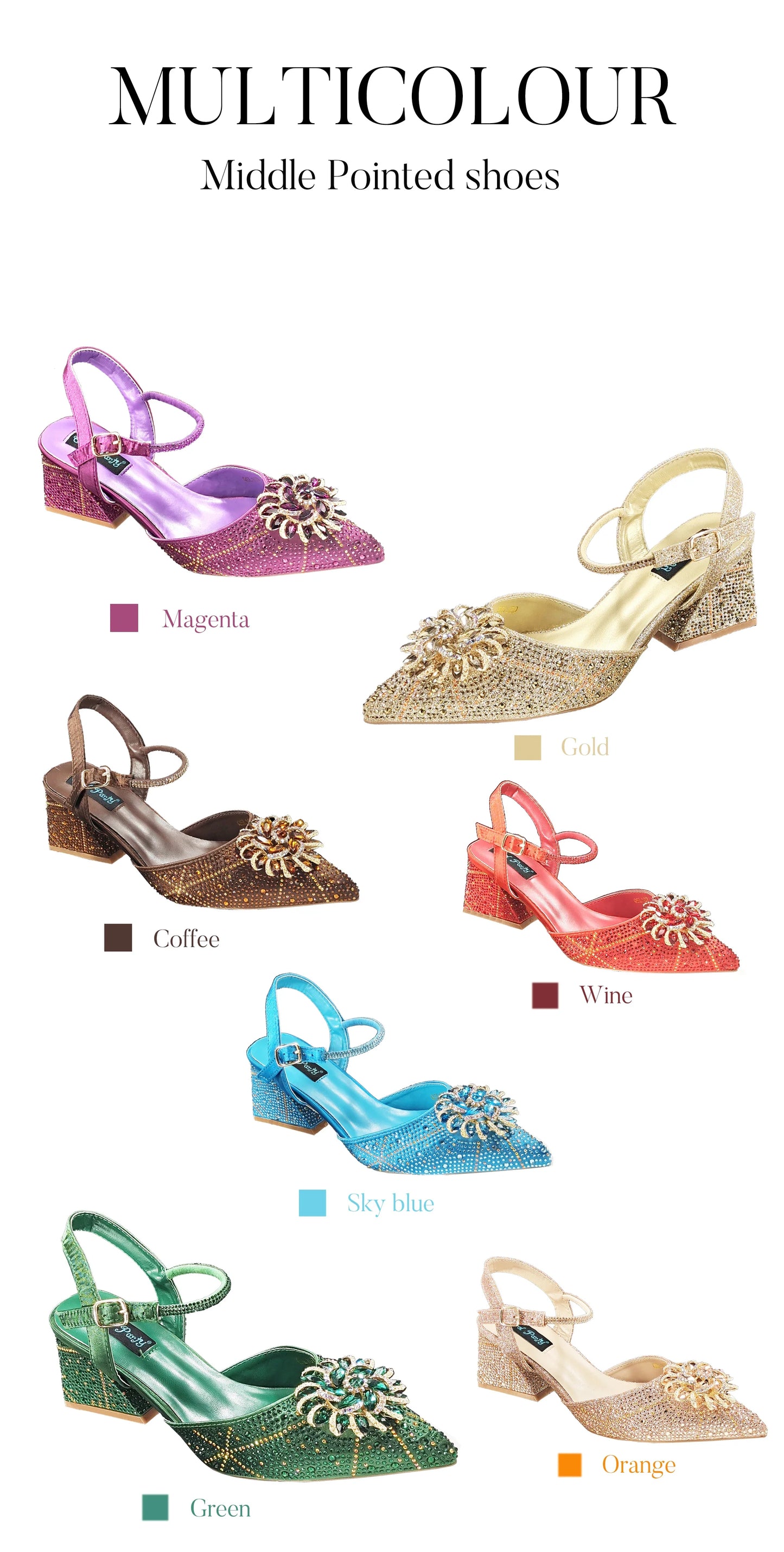 QSGFC High-end Women's Shoes with Diamond Oval Stand Bag Popular in Nigeria Women's High Heels for Special Day