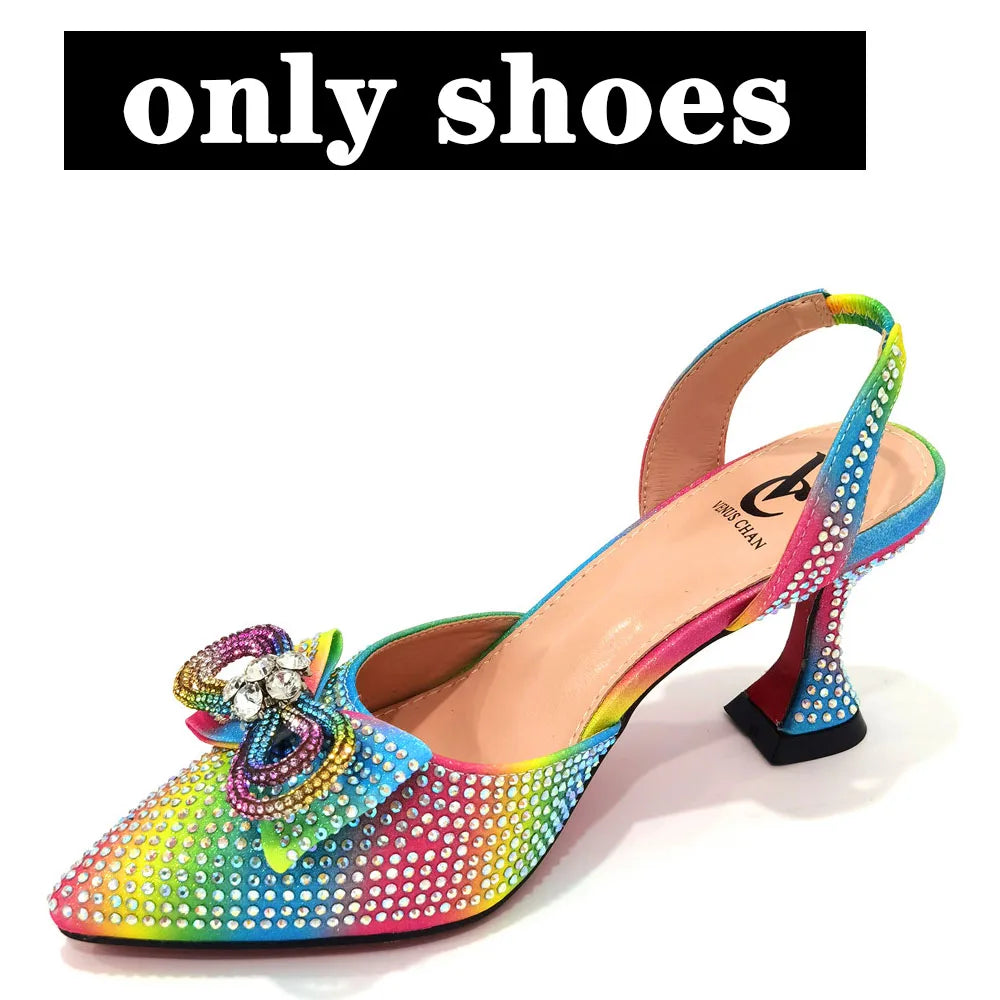 Women's High Heel Pointed Toe Sandals Party And Wedding Shoes and Bags Set