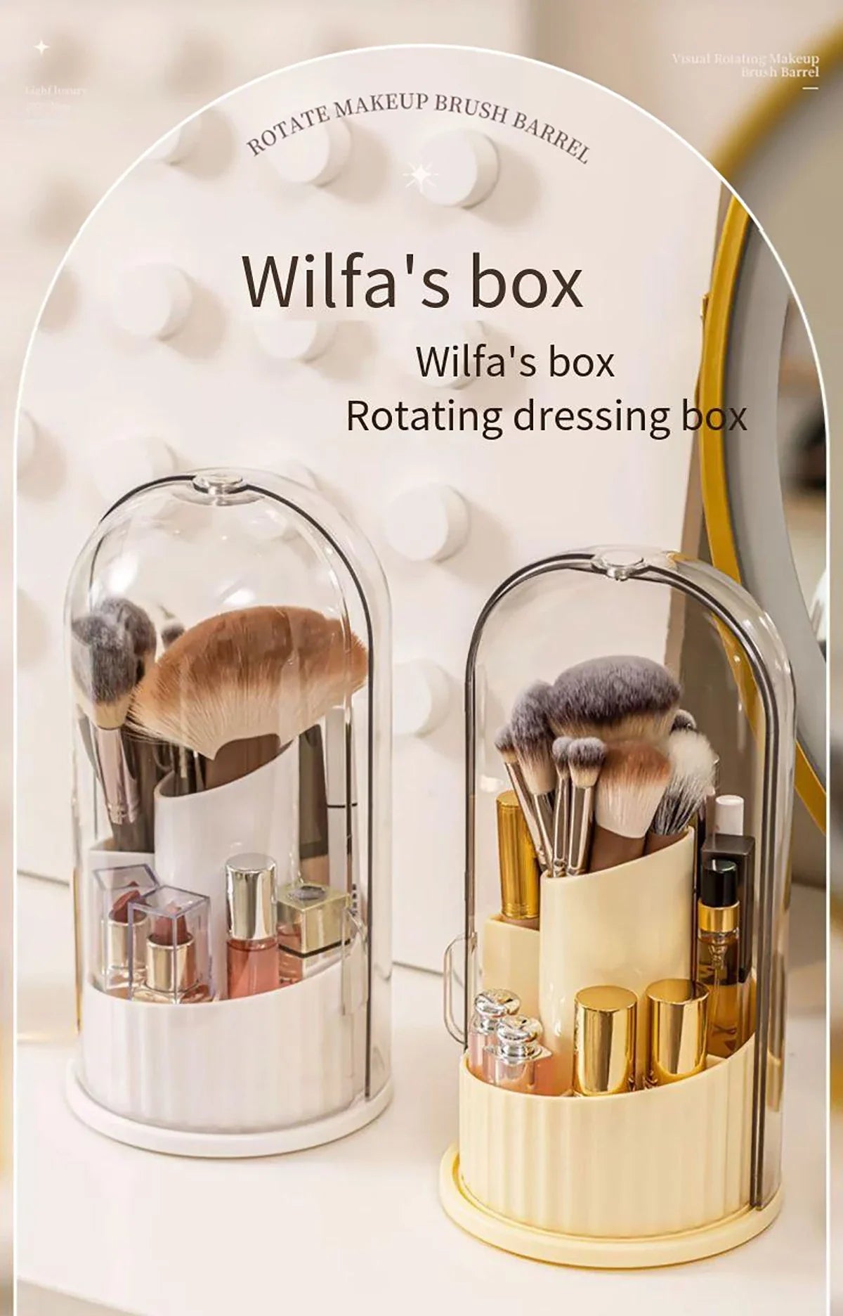 360° Rotating Makeup Brush Holder Desktop Makeup Organizer Cosmetic Storage Box Lipstick Eyebrow Brush Holder Jewelry Container