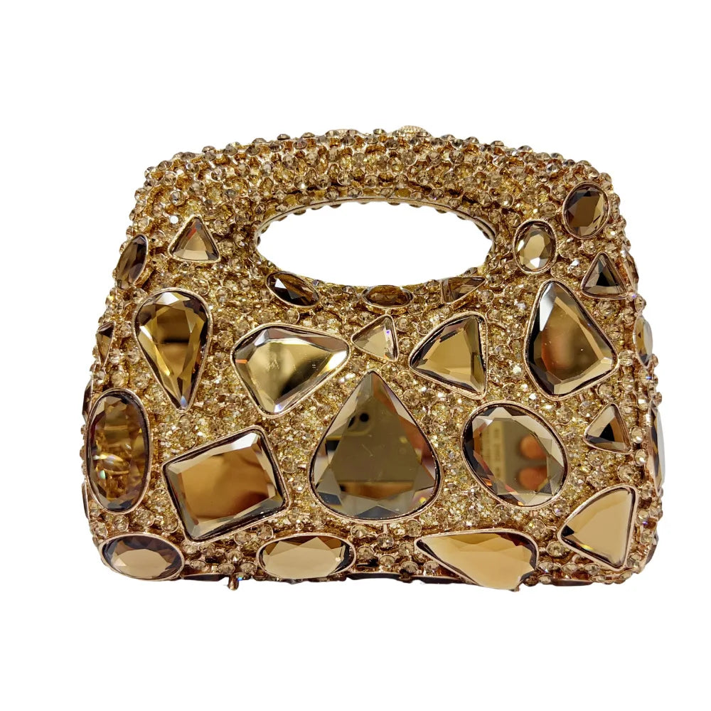 Women's Gold Crystal Clutch Purse