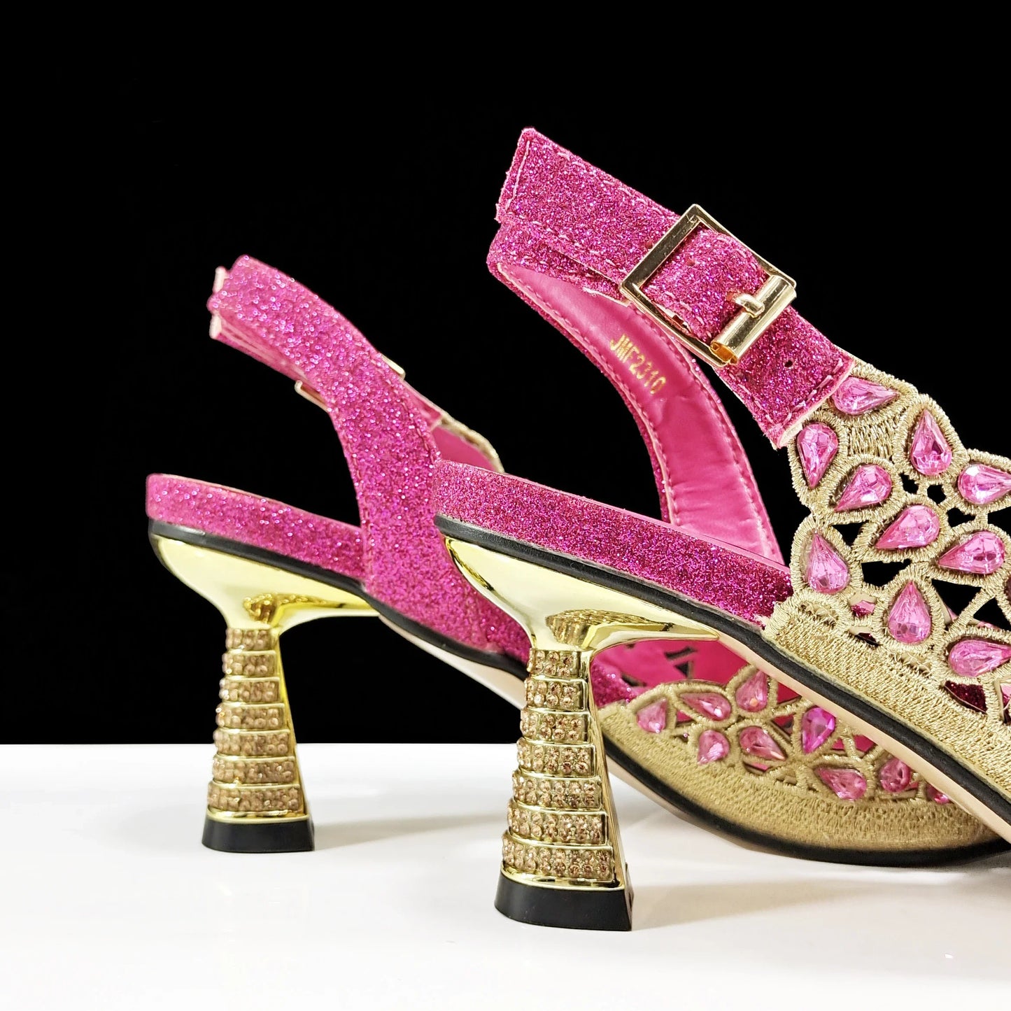 QSGFC New Shoes and Bags Matching Set 2024 Nigerian Women Heel Party for Women Fuchsia Colour Italian Design Wedding INS Design