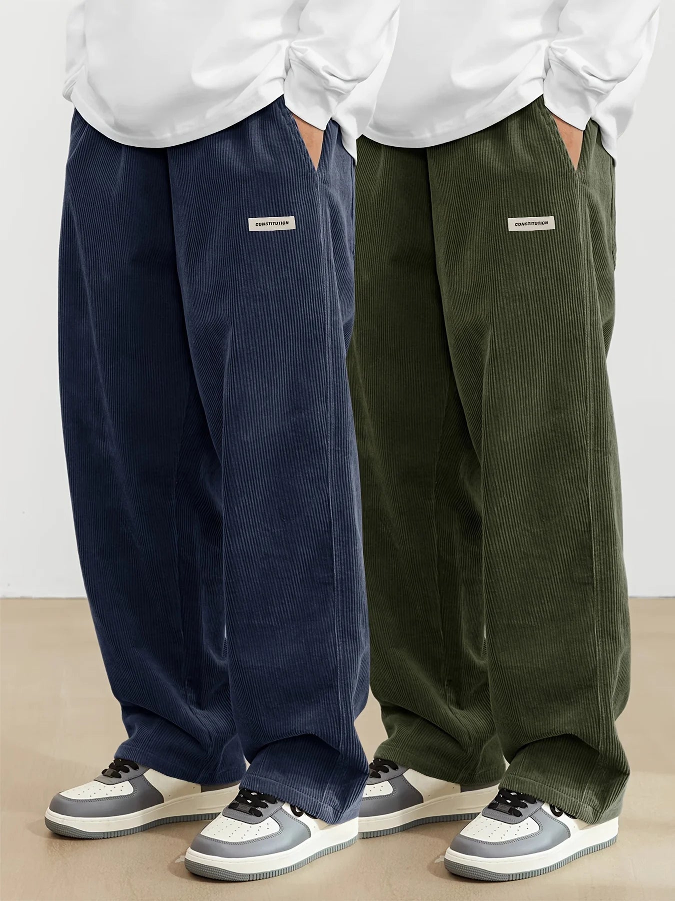 Men’s Corduroy Loose Fit Pants – Elastic Waist