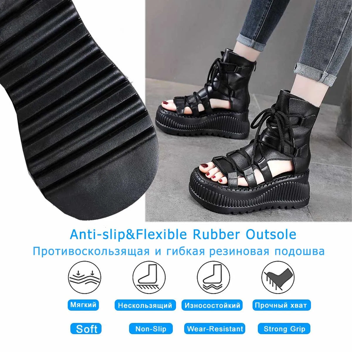 Koznoy 8cm Ethnic Cow Genuine Leather Ankle Booties Women Hollow Peep Toe Platform Wedge Breathable Zip Summer Fashion Shoes