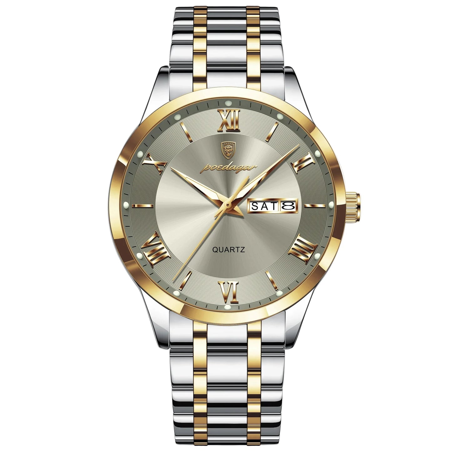 Luxury Fashion Men Clock Waterproof Luminous Week Date Sports Man Wristwatch Stainless Steel Men's Quartz Watches Reloj