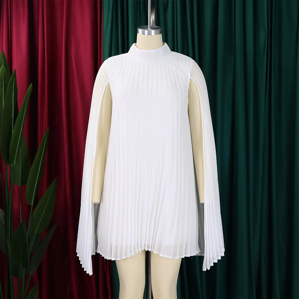 Chiffon Dress for Women Elegant 2024 New Round Neck Batwing Sleeve Loose Knee Length Luxury African Birthday Party Dinner Dress