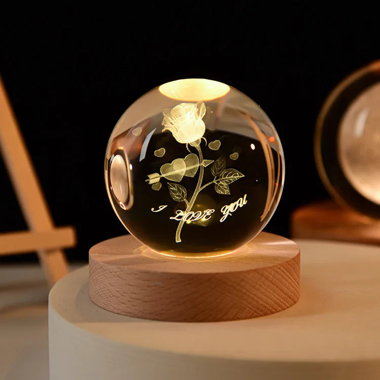 3D Crystal ball Planet Night Light