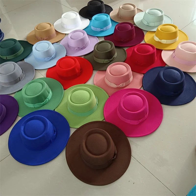 Sombrero Raised Top Fedora Hat 2023 New European and American Fedora Hat Jazz Hat Men's Round Top Hat New Wholesale Sombrero