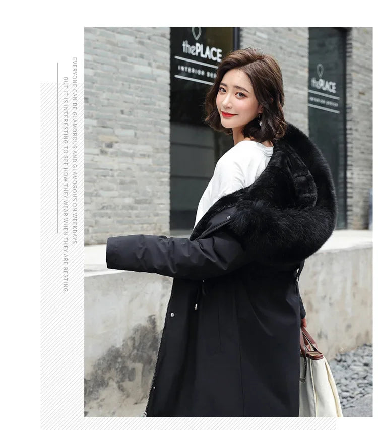 Women's Winter Parka Hooded Fur Collar Jacket