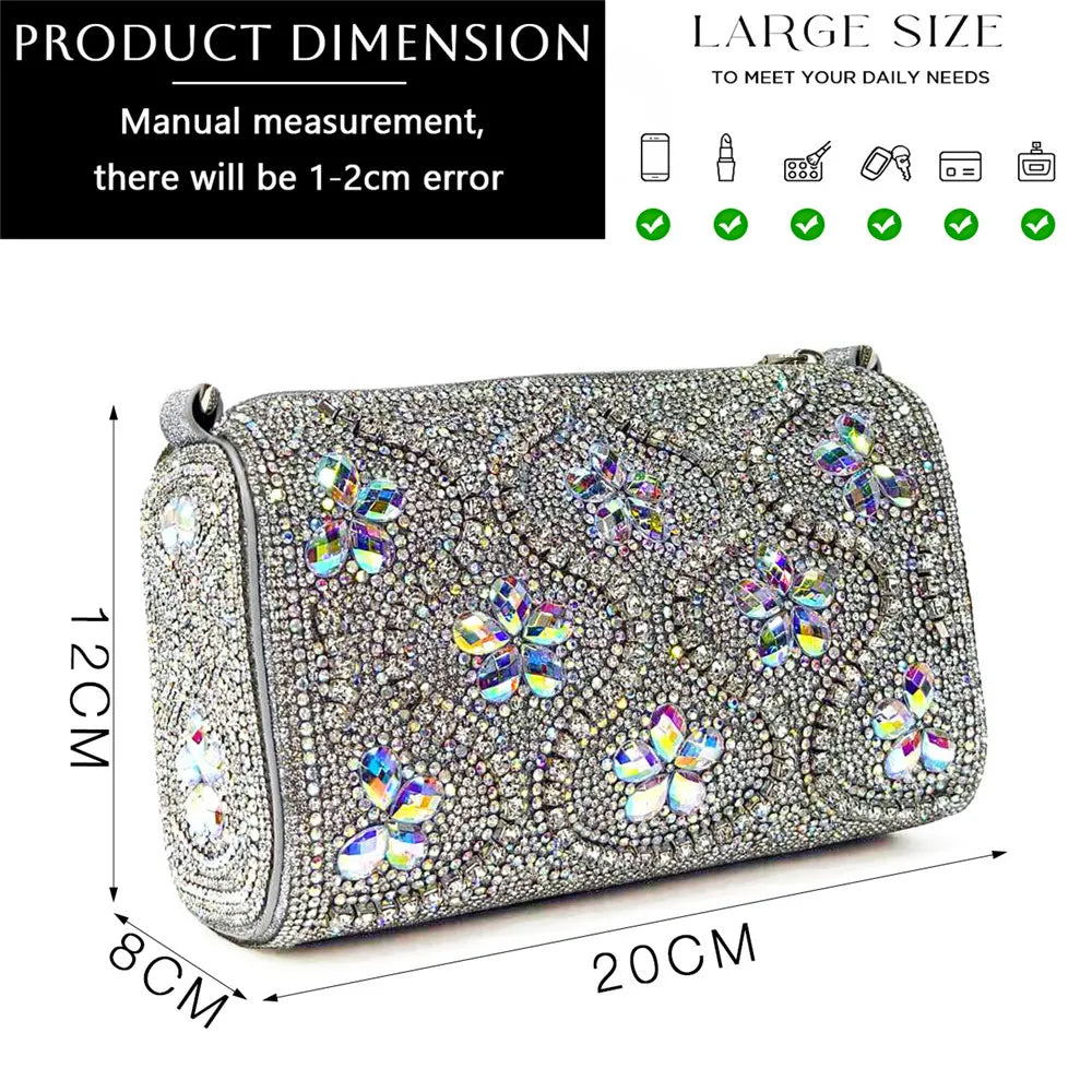 Elegant And Sexy Fuchsia Color High Heels Shoes And Bag With Rhinestone Embellished Toe Is Comfortable Women's Shoes For Party