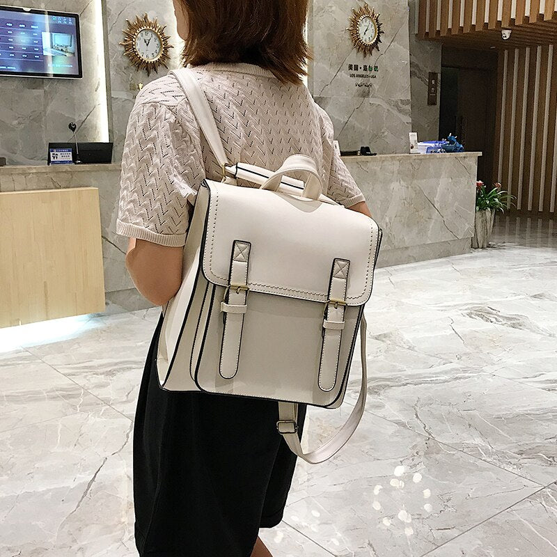 Vintage Backpack Female Pu Leather Bag Backpack Fashion School Bag