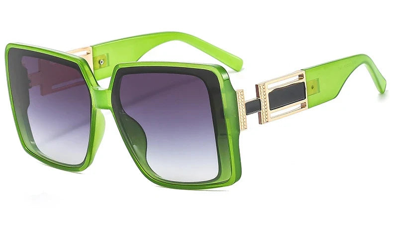Fashion Brand Square Sunglasses For Woman Luxury Oversized Gradient Shades Sun Glasses Female Elegant Green Big Frame Eyewear