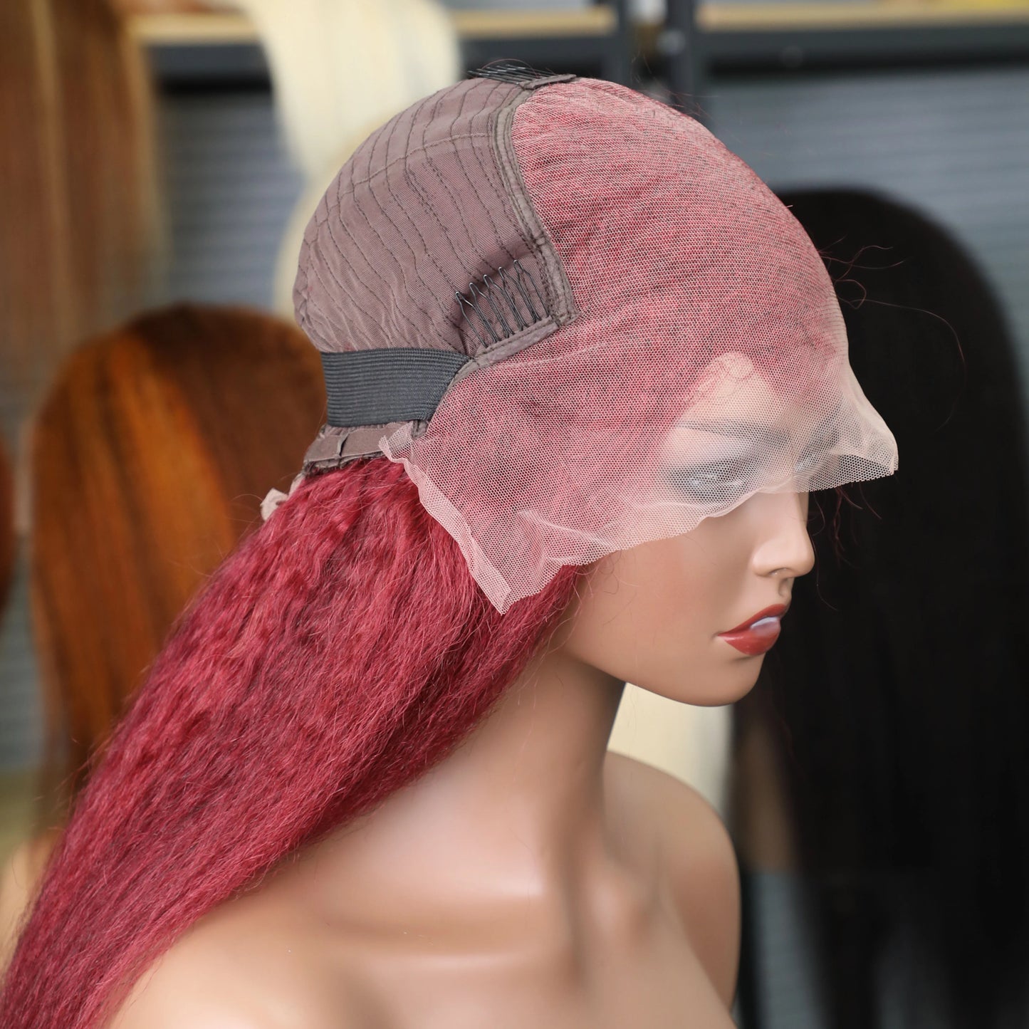 99J Burgundy Colored Kinky Straight 13x4 Lace Front Wig Human Hair Brazilian Remy 13x6 HD Lace Frontal Wig For Women Pre Plucked