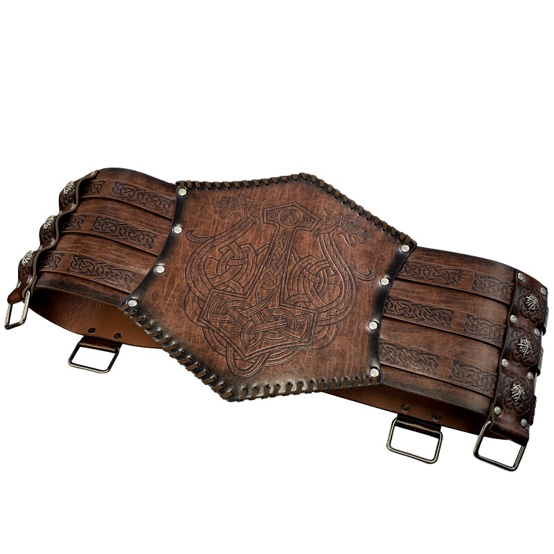 Vikings Belt Wide PU Leather Medieval Larp Armor Kit Heavy Belt Celtic Halloween Emboss Waistband