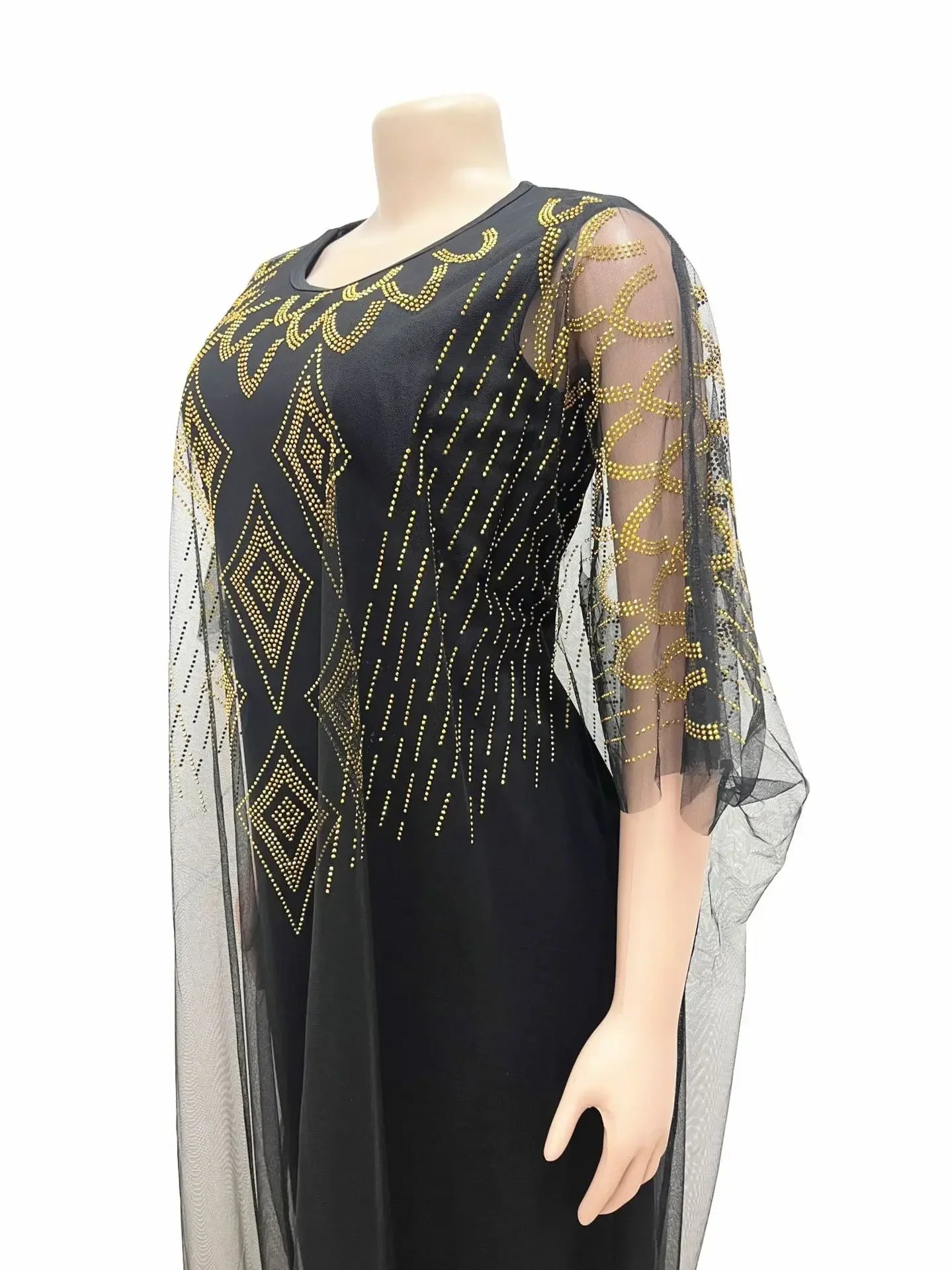 African Dresses For Women Short Sleeve Turkey Diamonds Evening Wedding Party Floor Length Dress Muslim Africa Clothes 2023