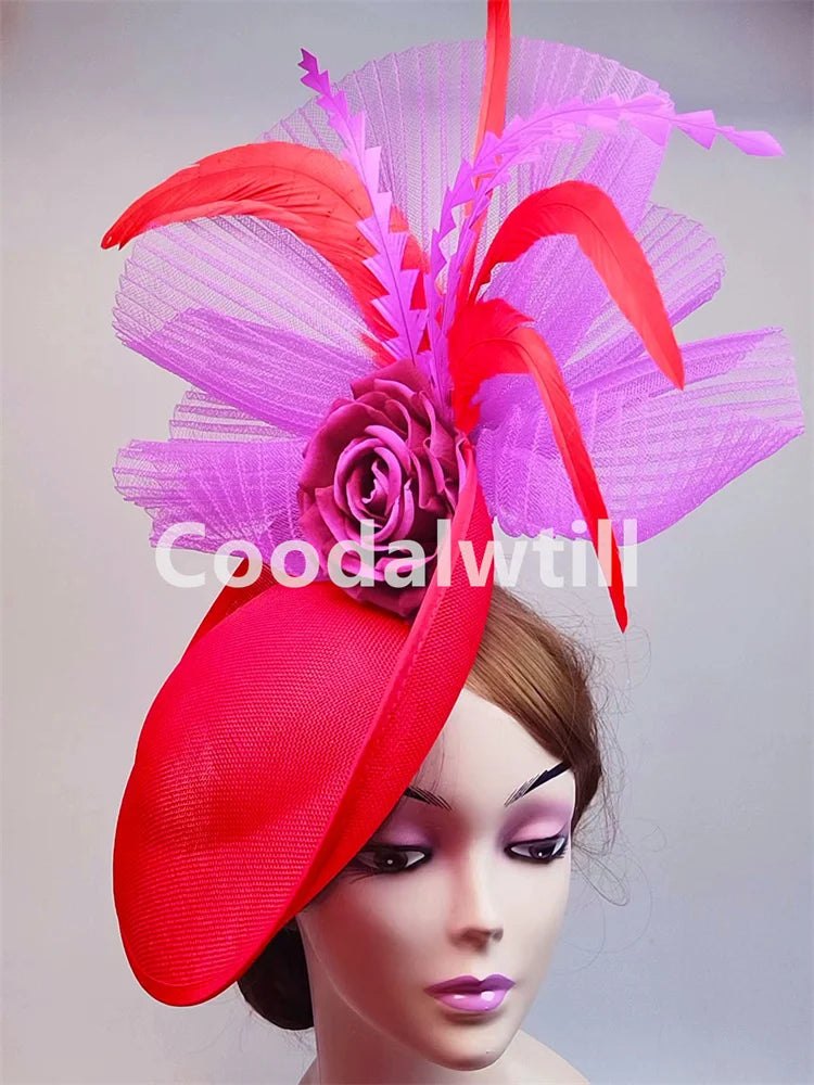 Elegant Flower Fascinator Pillbox Cap Wedding Women Fascinator Hat Headband Kentucky Derby Ladies Millinery Cap Mesh Bride Hats