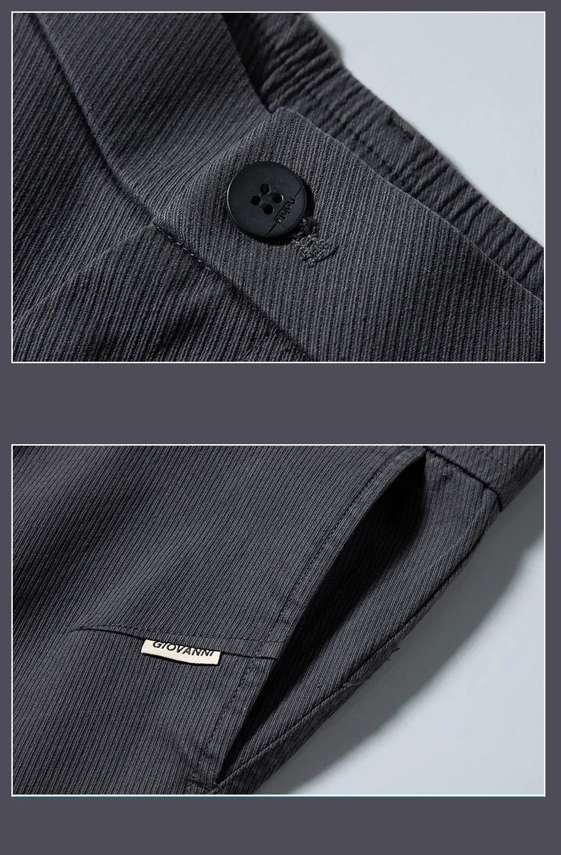 Men’s Slim Straight Stretch Twill Trousers – Smart Casual Cotton Pants