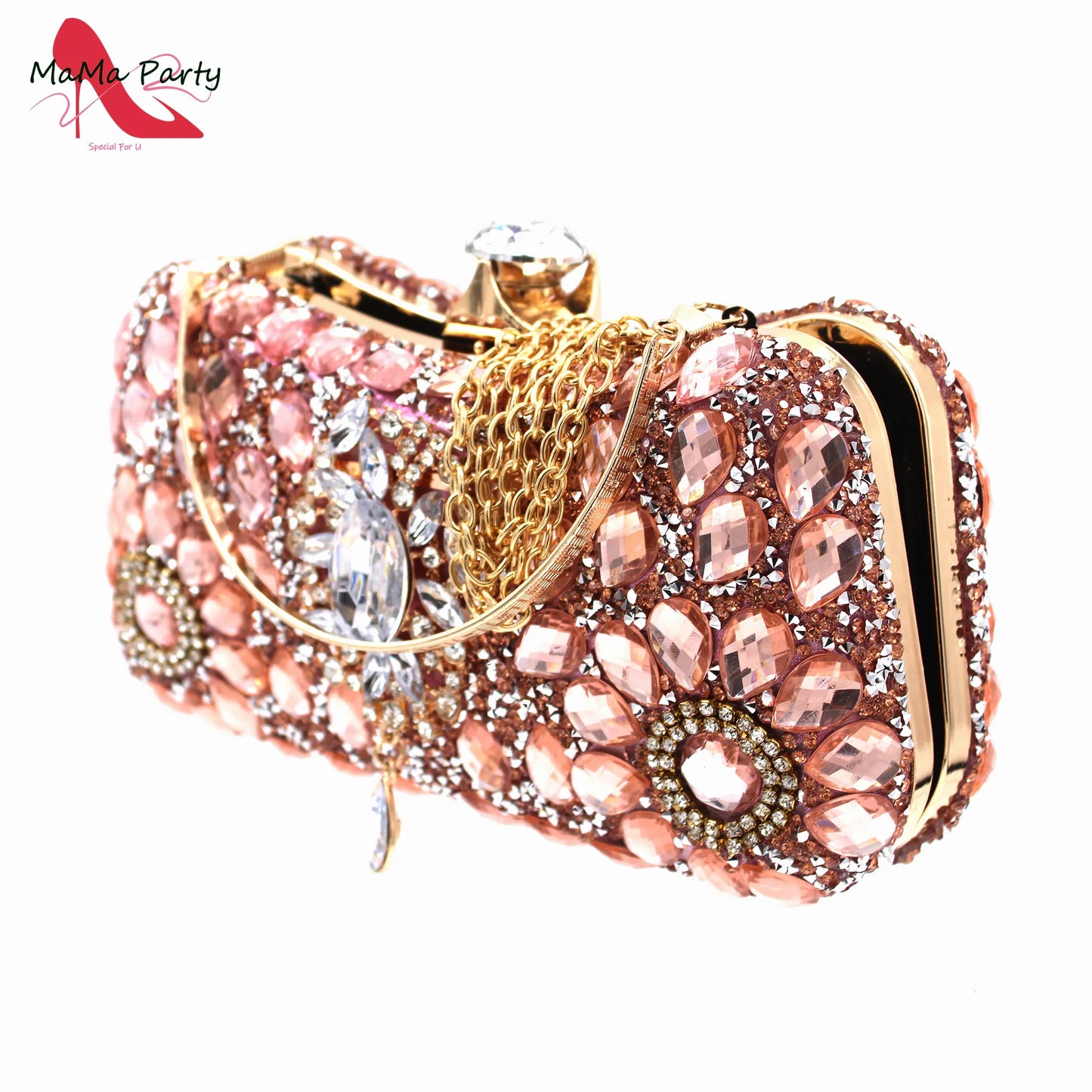 2024 Fashion New Arrivals INS Hot Sale Full Crystal Shinning Shoes and Bag Set for Dress in Red Color Sandals Christmas Party