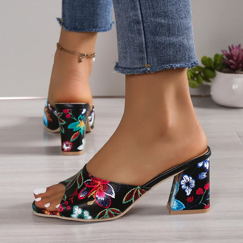 High Heels Women Slippers Chunky Fashion Sandals Designer New Shoes Slingback Flip Flops Dress Pumps Femme Slides