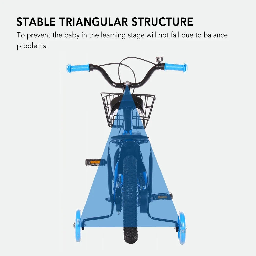 14/16 Inch Children Bike Boys Girls Toddler Bicycle Adjustable Height Kid Bicycle with Detachable Basket for 2-7 Years Old