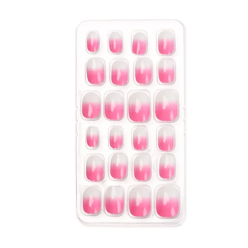 24Pcs/Set Kids Candy Flower Cute Fake Nails Detachable Full Cover False Nails Press On Nails Children Girls Nail Decoration Gift