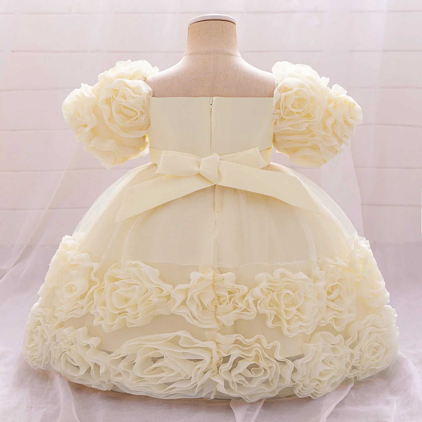 Girls 3D Flower Party Princess Dress for Baby Christmas Gown 1-10 Yrs Birthday Bow Tulle Bridemaid Dresses Wedding Kids Clothing