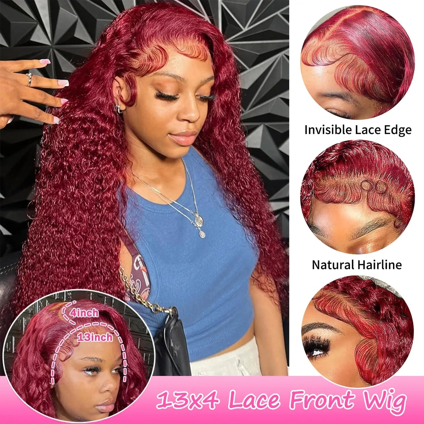 Curly wigs Transparent Lace Front Wig 99J Burgundy 13x4 13x6 Brazilian Deep Wave Frontal Human Hair Wig for Women Pre Plucked