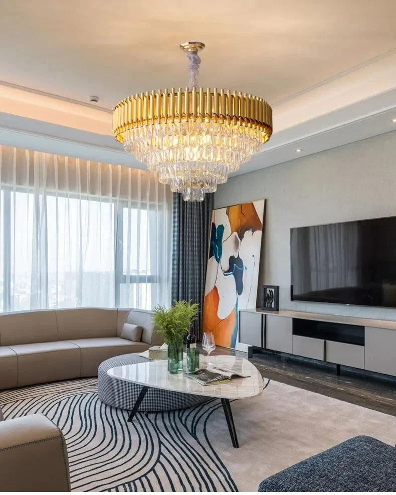 Creative Luxury Crystal Chandelier Rectangular Restaurant Pendant Lights Modern LED Living Room Lamp Lustre Home Elegant Fixture