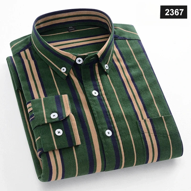 Men's slim fit shirt 100% cotton long-sleeve shirts plaid